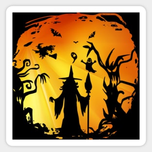 Orange Witch in the Haunted Forest Sticker